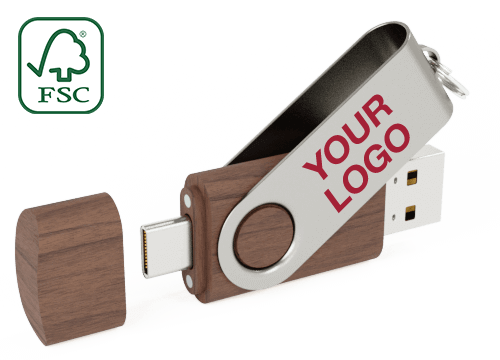 Twister Go Wood - Personalised USB Sticks With USB-C